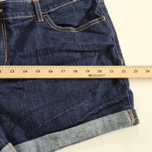 Old Navy Shorts Women 16 Navy Blue Cotton Roll Hem Stretch Beach Hippie Cottage - Picture 8 of 15
